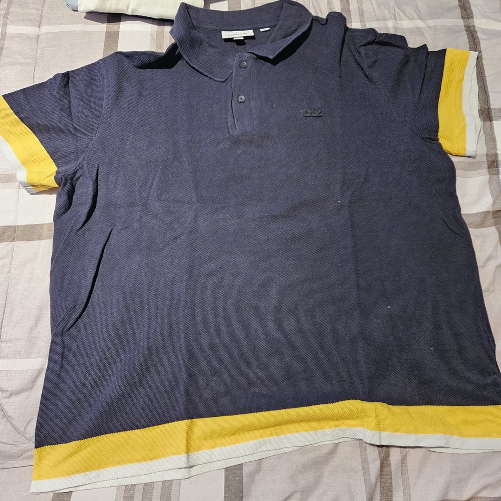 Lacoste Navy and Yellow Polo Shirt